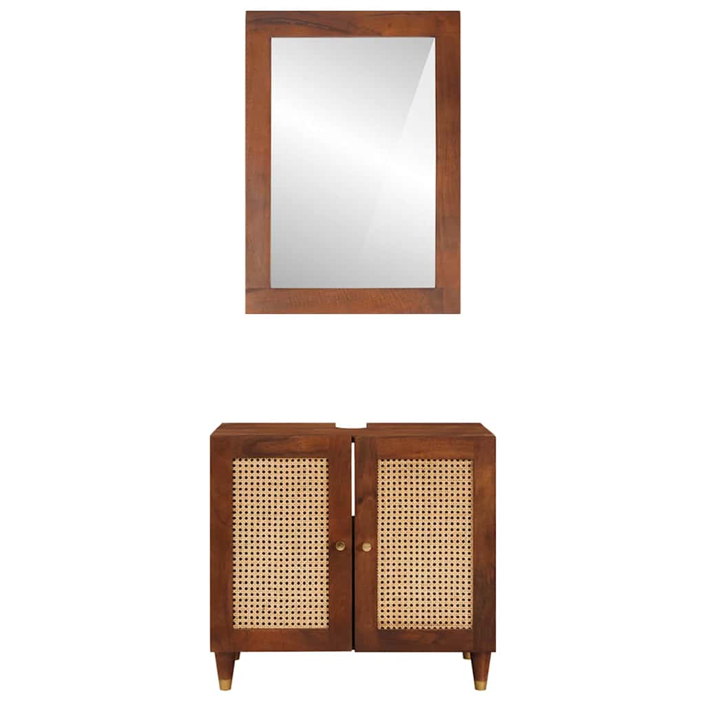 Baderomsmøbler med skuff 2 pcs 62 x 33 x 58 cm Massiv mango tre
