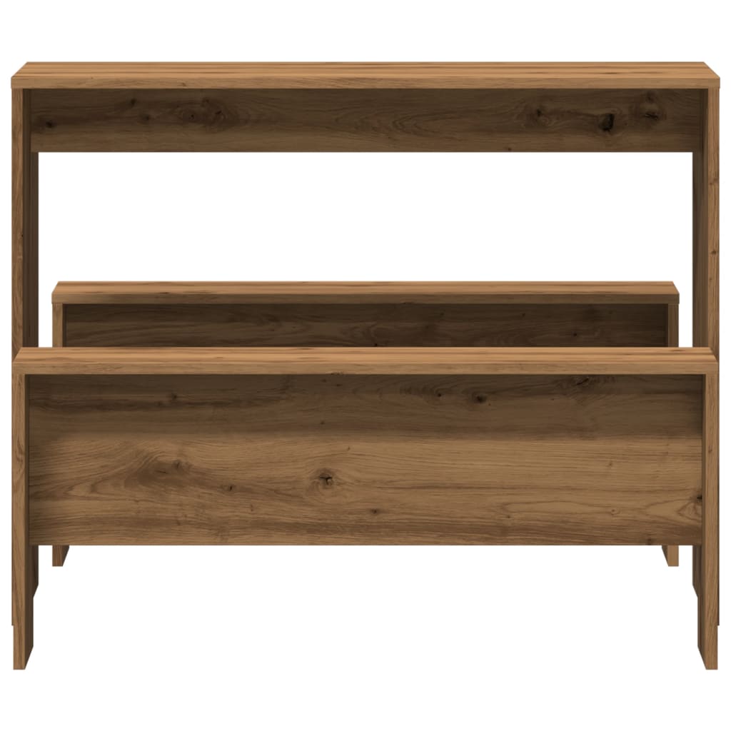 Sett med spisebord og benker 3 deler artisan eik konstruert tre