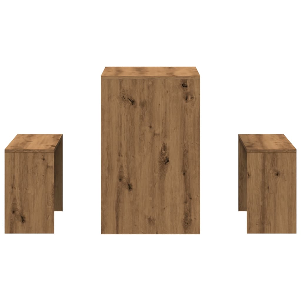 Sett med spisebord og benker 3 deler artisan eik konstruert tre