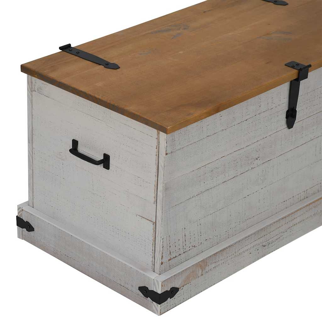 Oppbevaringskiste HALDEN hvit 91x48x47 cm heltre furu