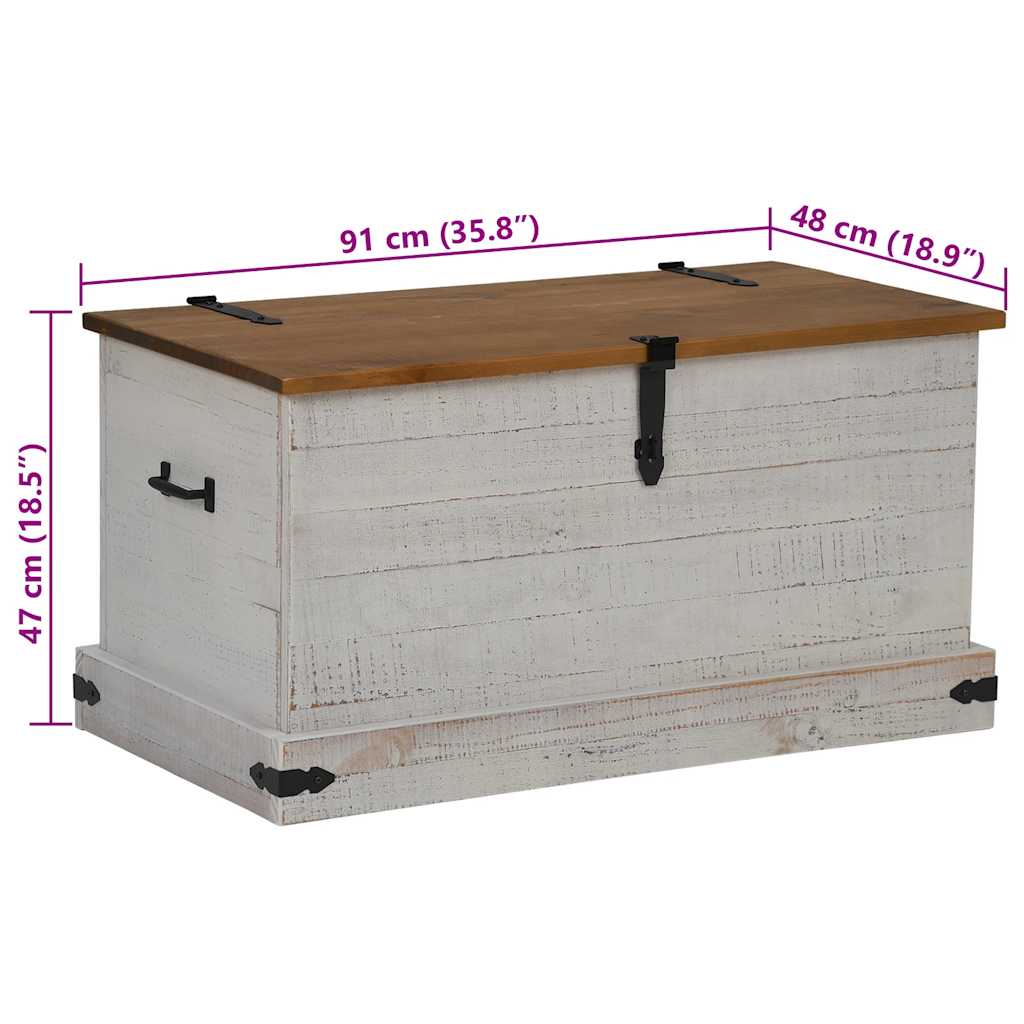 Oppbevaringskiste HALDEN hvit 91x48x47 cm heltre furu