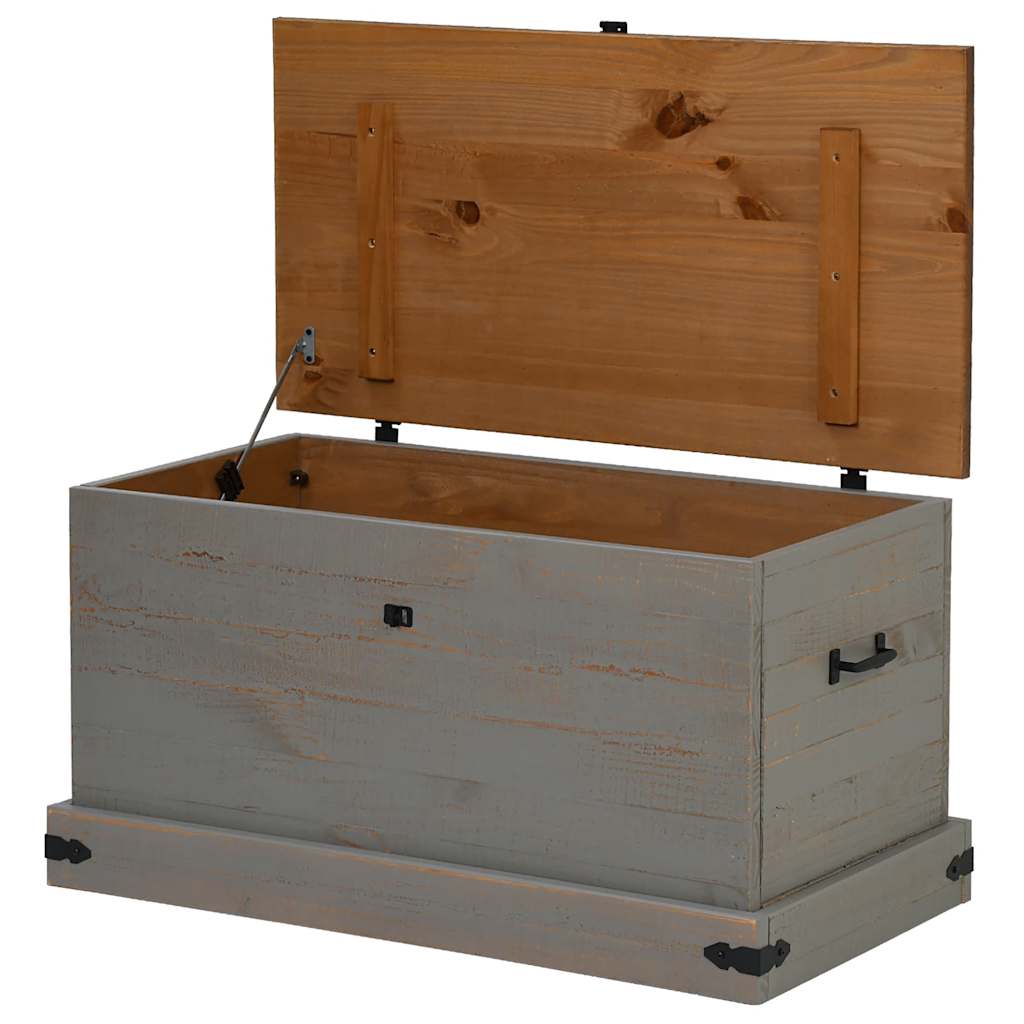 Oppbevaringskiste HALDEN grå 91x48x47 cm heltre furu