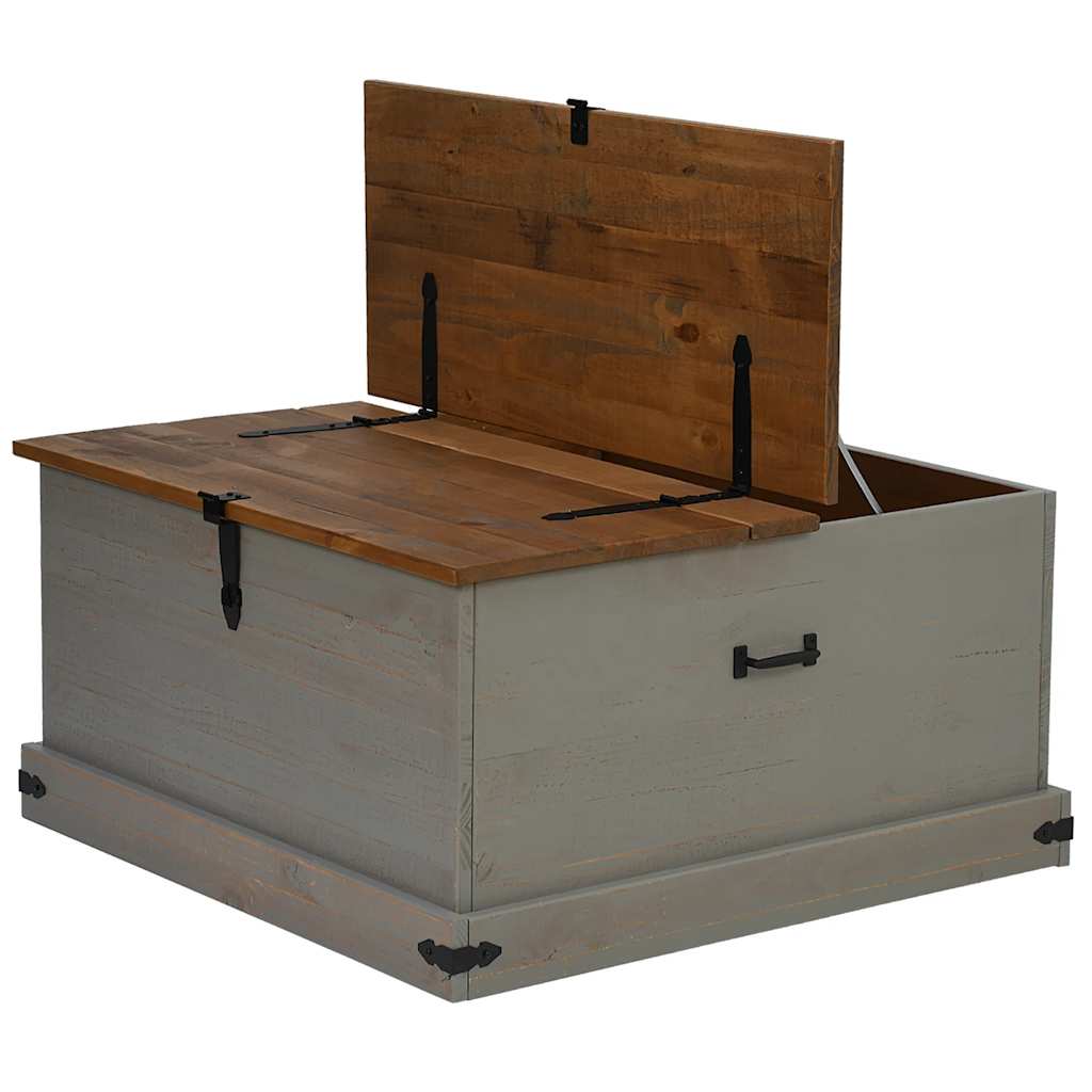 Oppbevaringskiste HALDEN grå 91x48x47 cm heltre furu
