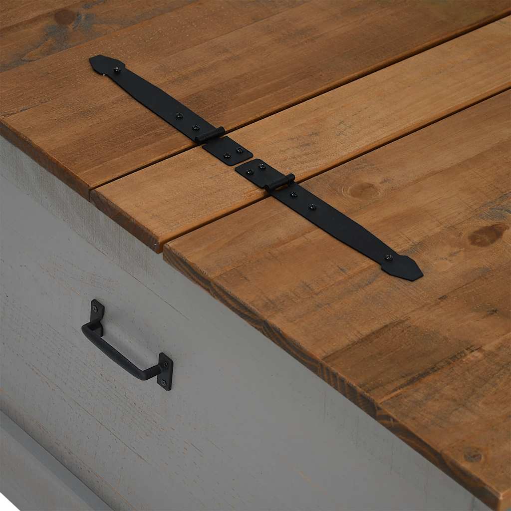 Oppbevaringskiste HALDEN grå 91x48x47 cm heltre furu