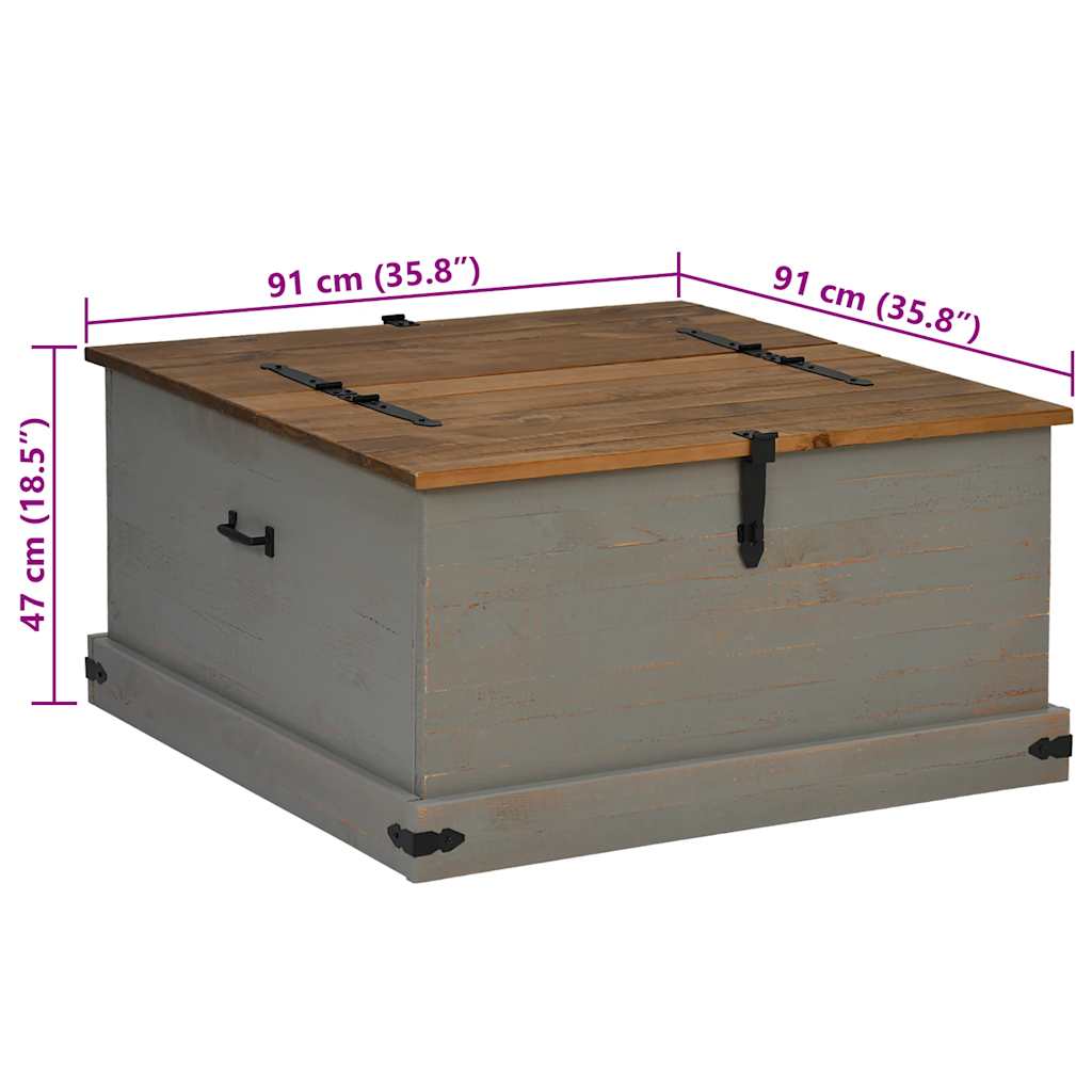 Oppbevaringskiste HALDEN grå 91x48x47 cm heltre furu