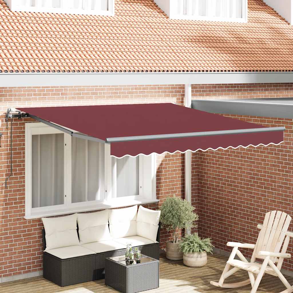 Automatisk uttrekkbar markise med LED burgunder 300x250 cm vidaXL