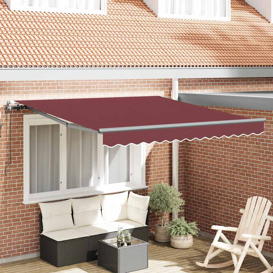 Automatisk uttrekkbar markise med LED burgunder 300x250 cm vidaXL