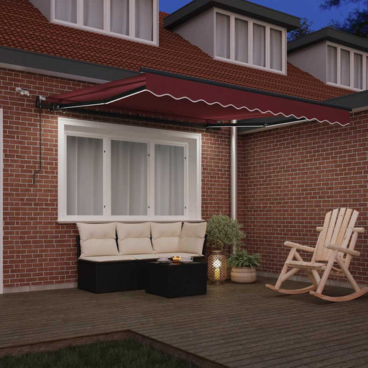 Automatisk uttrekkbar markise med LED burgunder 300x250 cm vidaXL