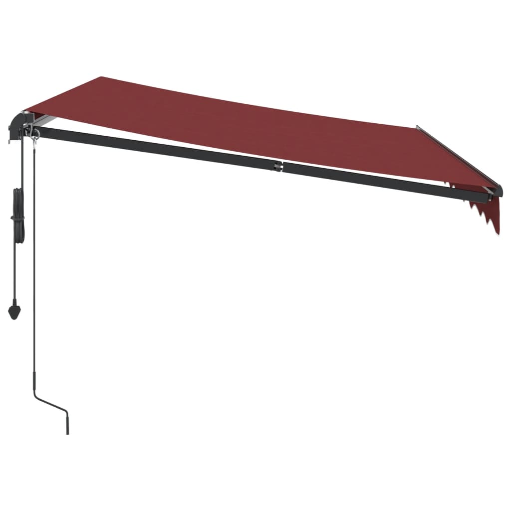 Automatisk uttrekkbar markise med LED burgunder 300x250 cm