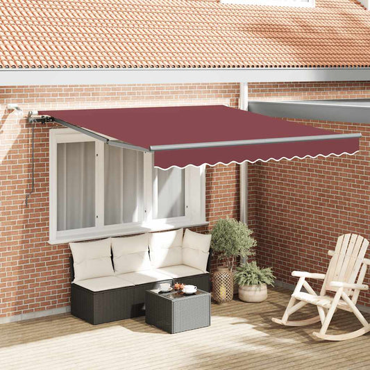 Automatisk uttrekkbar markise med LED burgunder 300x250 cm vidaXL