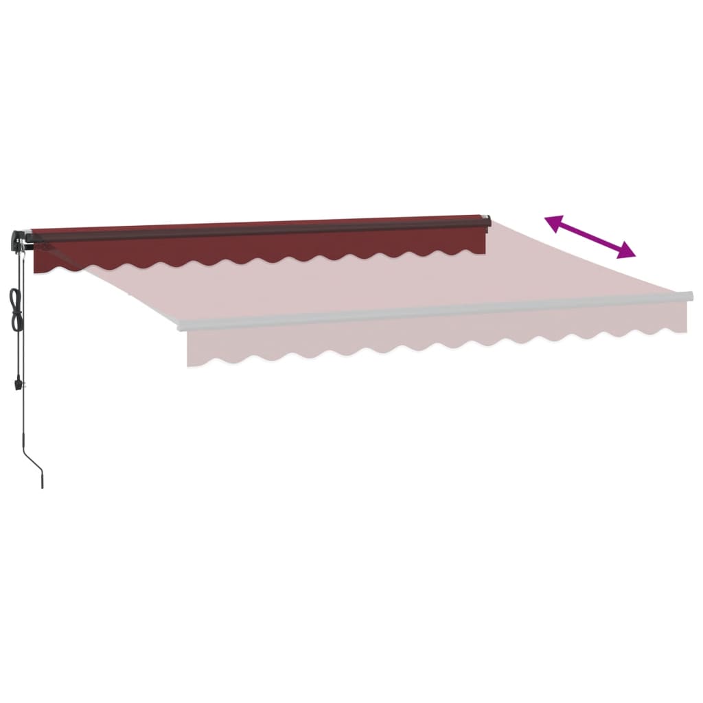 Automatisk uttrekkbar markise med LED burgunder 350x250 cm vidaXL