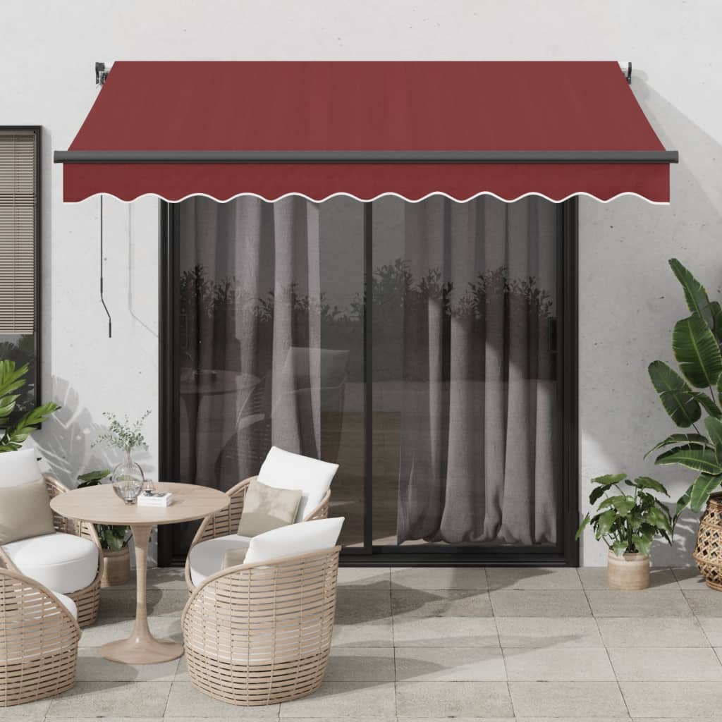 Automatisk uttrekkbar markise med LED burgunder 350x250 cm vidaXL