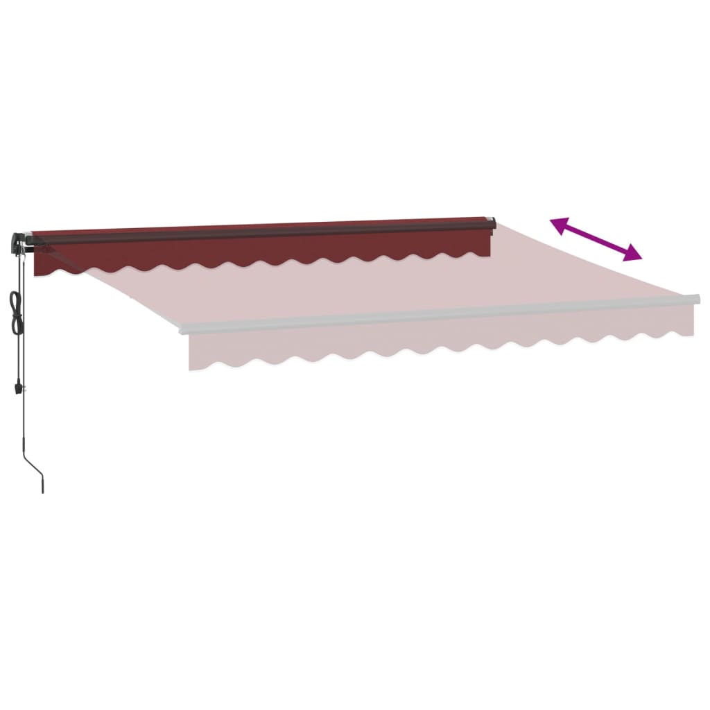 Automatisk uttrekkbar markise med LED burgunder 350x250 cm