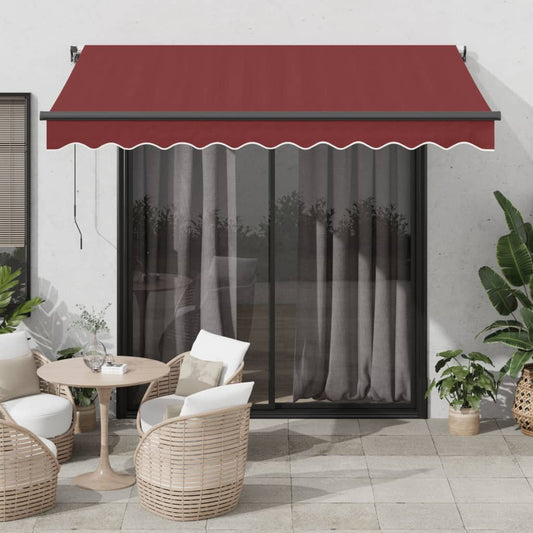 Automatisk uttrekkbar markise med LED burgunder 350x250 cm vidaXL