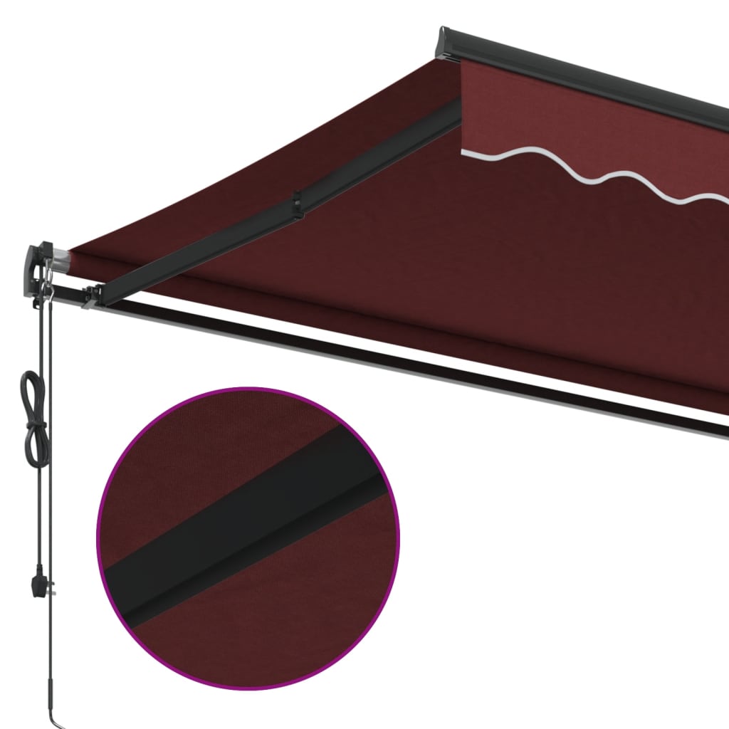 Automatisk uttrekkbar markise burgunder 400x300 cm