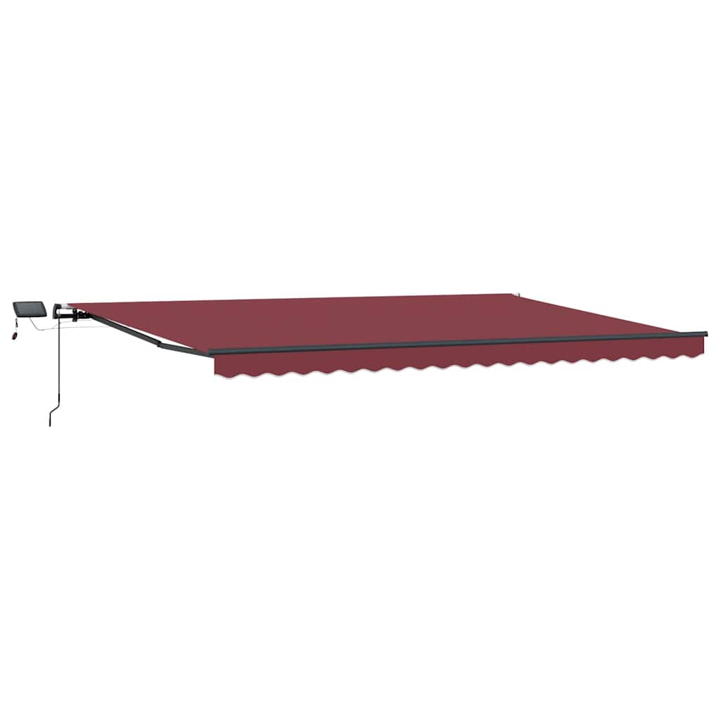 Manuell uttrekkbar markise med LED burgunder 500x300 cm