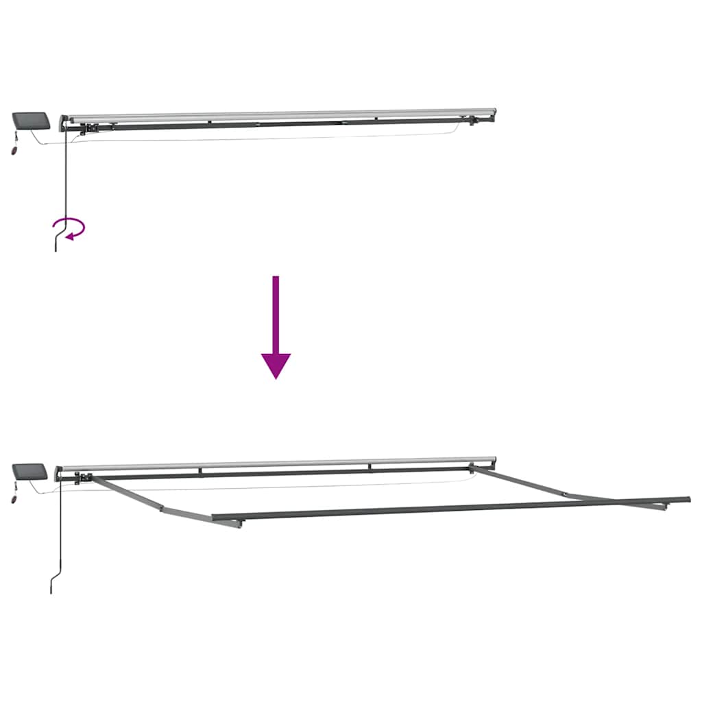 Manuell uttrekkbar markise med LED burgunder 500x300 cm
