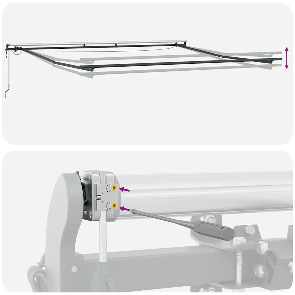 Automatisk uttrekkbar markise med LED burgunder 500x300 cm