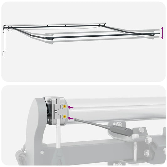 Automatisk uttrekkbar markise med LED burgunder 500x300 cm
