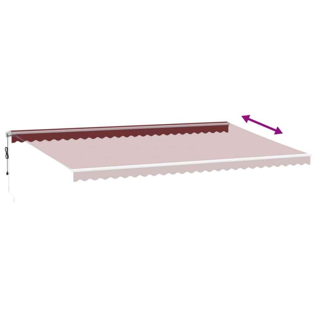 Automatisk uttrekkbar markise burgunder 600x300 cm