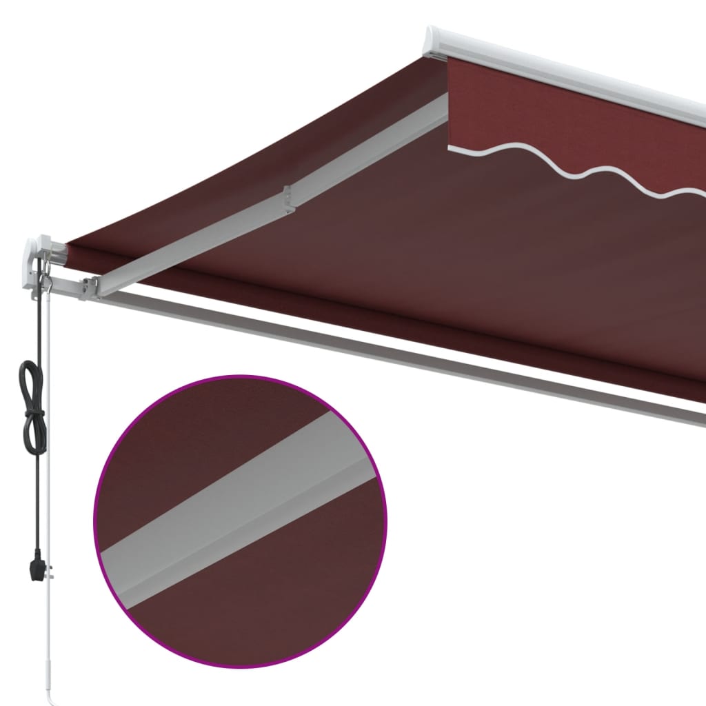 Automatisk uttrekkbar markise burgunder 600x300 cm