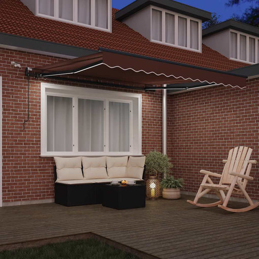 Automatisk uttrekkbar markise med LED brun 300x250 cm