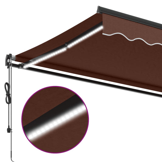 Automatisk uttrekkbar markise med LED brun 350x250 cm