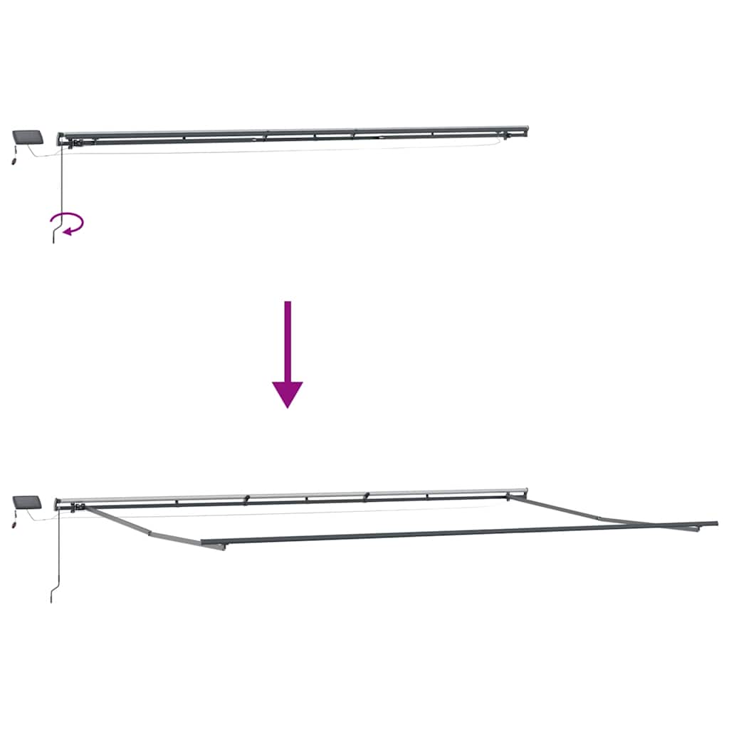 Manuell uttrekkbar markise med LED brun 600x300 cm