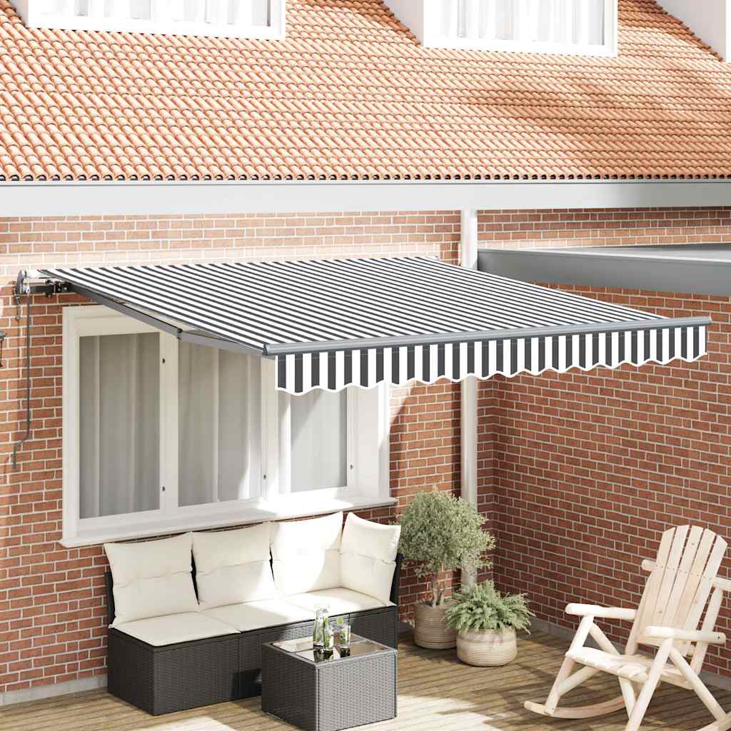 Automatisk uttrekkbart markise antrasitt og hvit 300x250 cm vidaXL