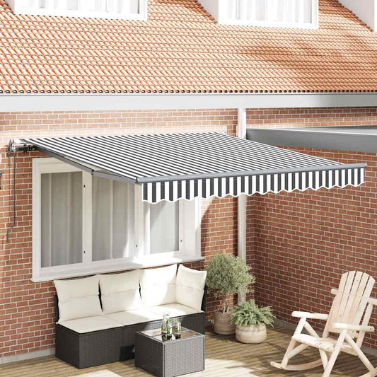 Automatisk uttrekkbart markise antrasitt og hvit 300x250 cm vidaXL