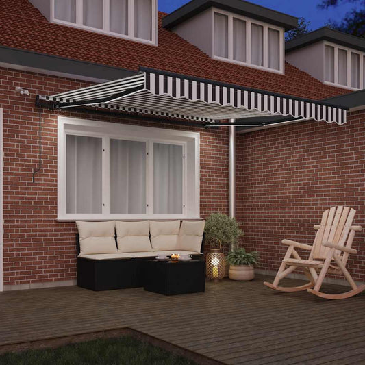 Automatisk uttrekkbar markise LED antrasitt og hvit 300x250 cm vidaXL