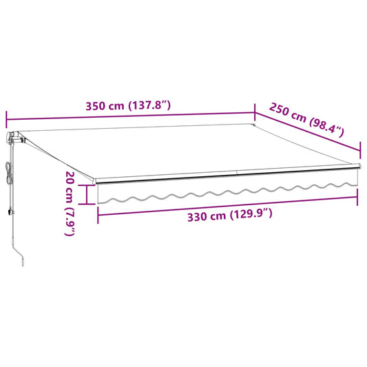 Automatisk uttrekkbar markise antrasitt og hvit 350x250 cm vidaXL