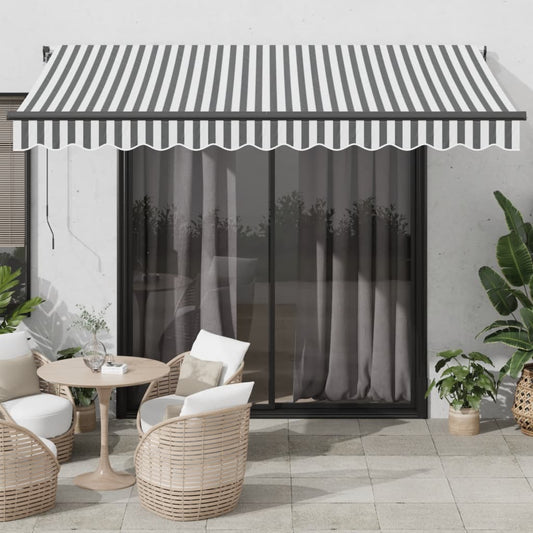 Automatisk uttrekkbar markise LED antrasitt og hvit 350x250 cm vidaXL