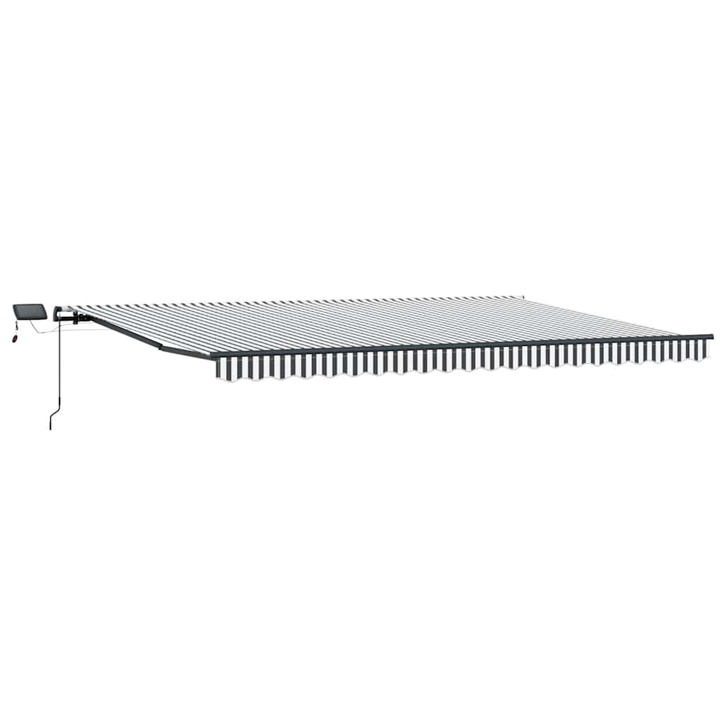 Manuell uttrekkbar markise med LED antrasitt og hvit 500x300 cm