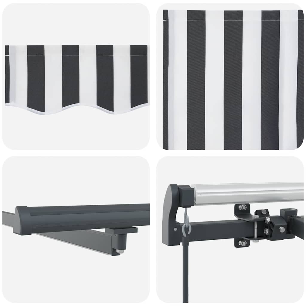 Manuell uttrekkbar markise med LED antrasitt og hvit 500x300 cm