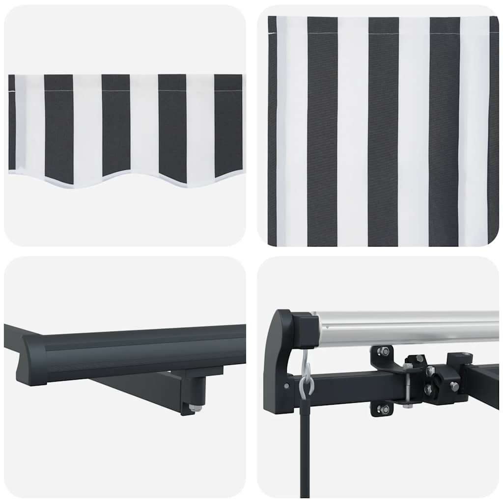 Manuell uttrekkbar markise antrasitt og hvit 600x300 cm vidaXL