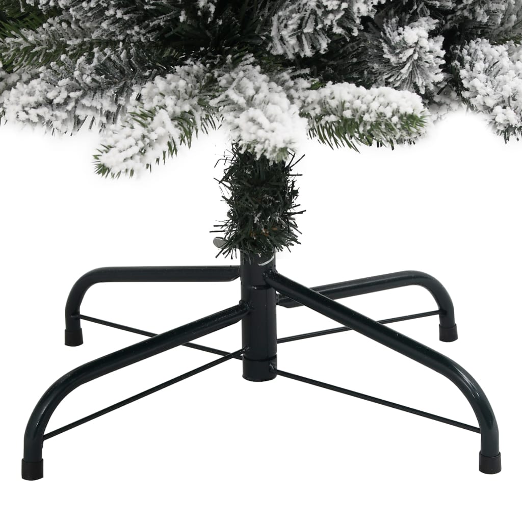 Slankt kunstig juletre med flokket snø 180 cm PVC og PE