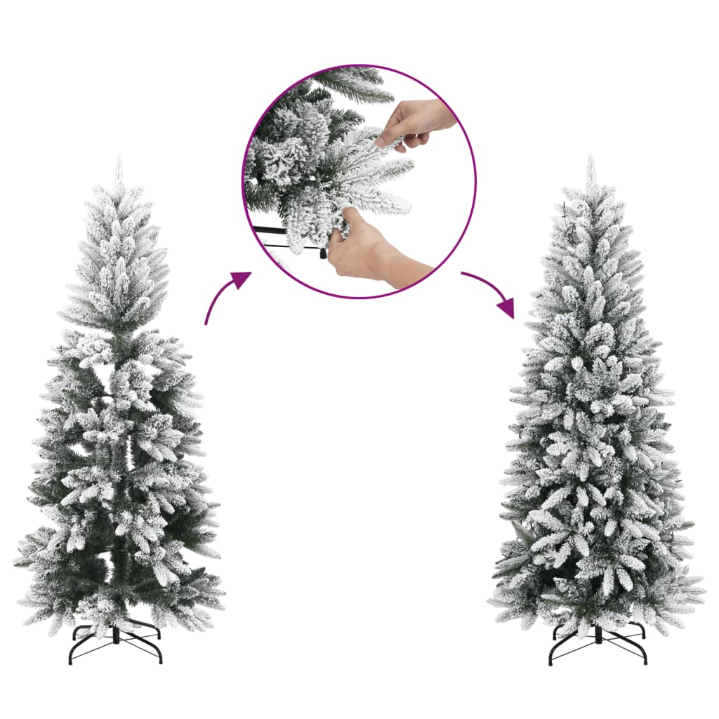 Slankt kunstig juletre med flokket snø 240 cm PVC og PE