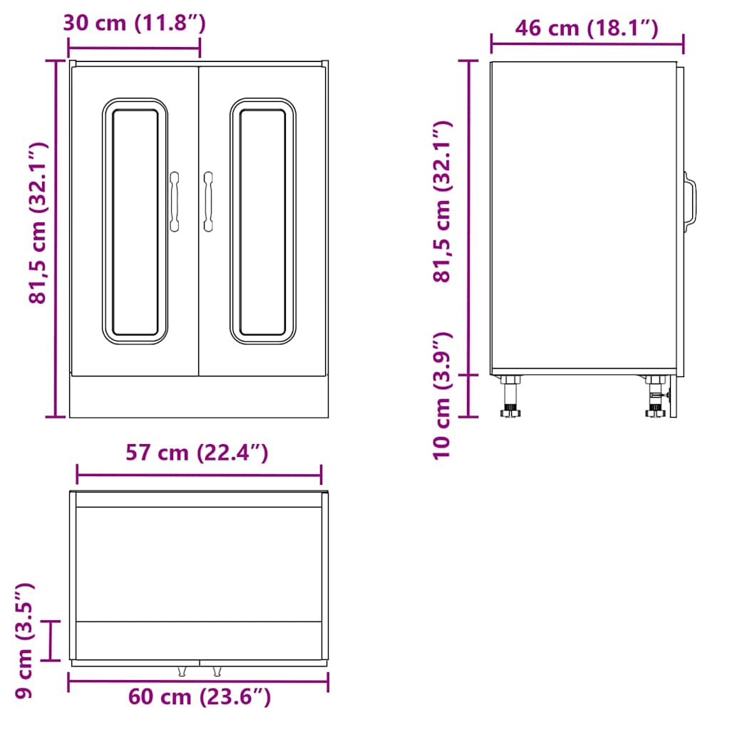 Vask underskap Kalmar hvit 60x46x81,5 cm konstruert tre