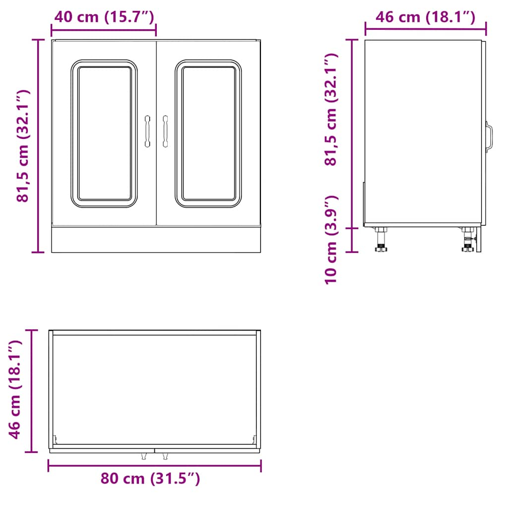 Vask underskap Kalmar hvit 80x46x81,5 cm konstruert tre