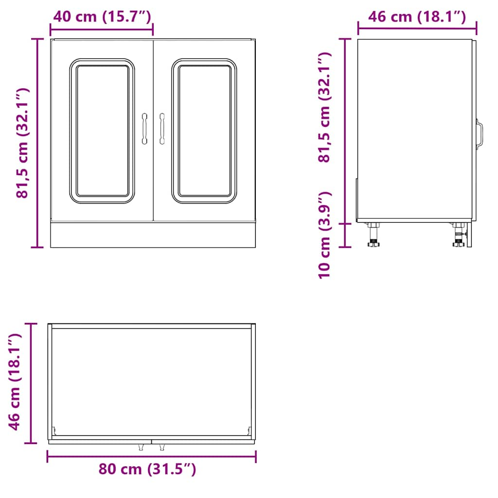 Vask underskap Kalmar betonggrå 80x46x81,5 cm konstruert tre