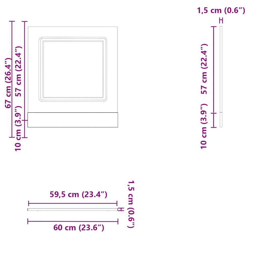 Oppvaskmaskin panel Kalmar hvit 60x1,5x67 cm konstruert tre