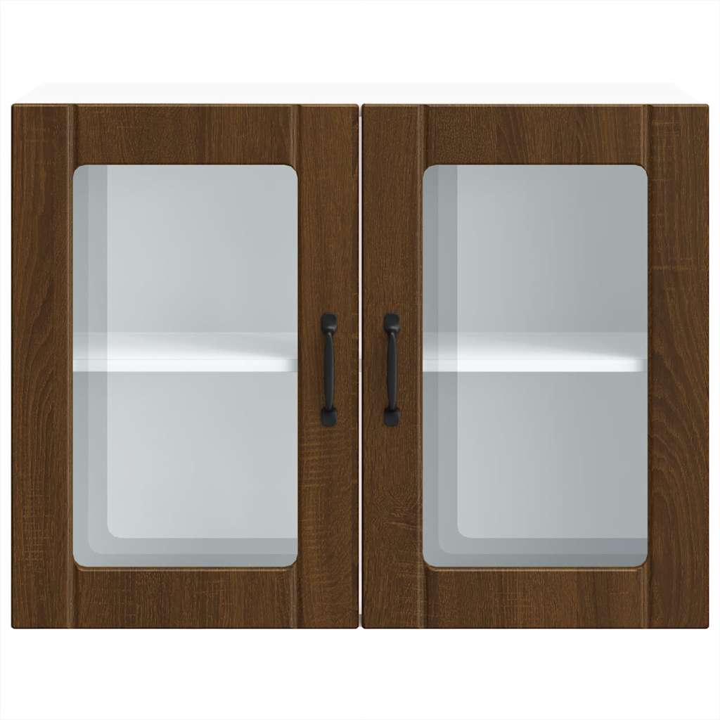 Kjøkken veggskap med glassdør Lucca brun eik konstruert tre