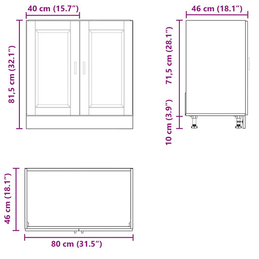 Vask underskap Porto hvit 80x46x81,5 cm konstruert tre