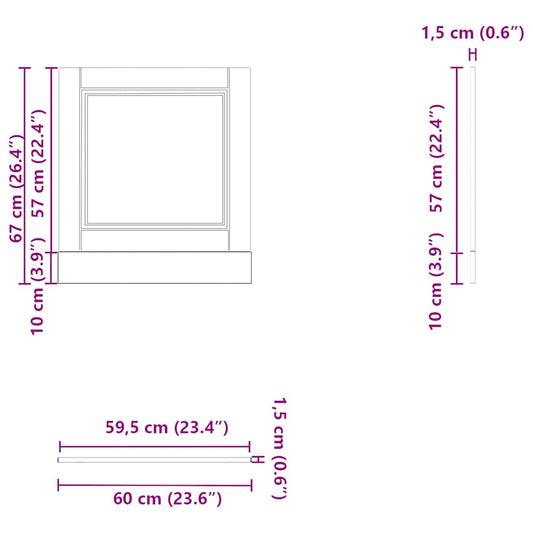 Oppvaskmaskin panel Porto hvit 60x1,5x57 cm konstruert tre