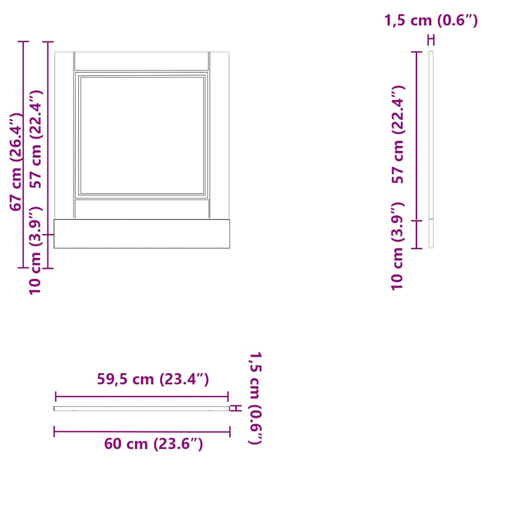 Oppvaskmaskin panel høyglans hvit 60x1,5x67 cm konstruert tre