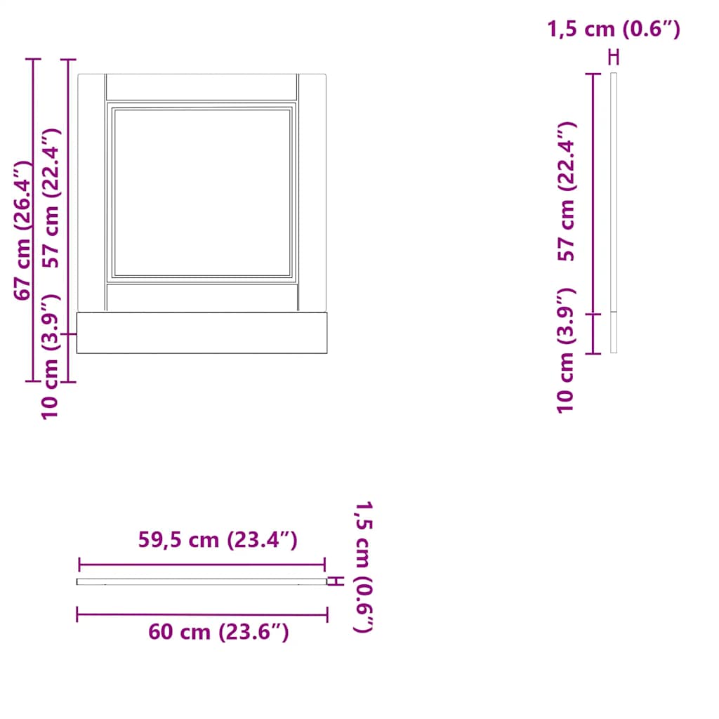 Oppvaskmaskin panel Porto sonoma eik 60x1,5x57cm konstruert tre