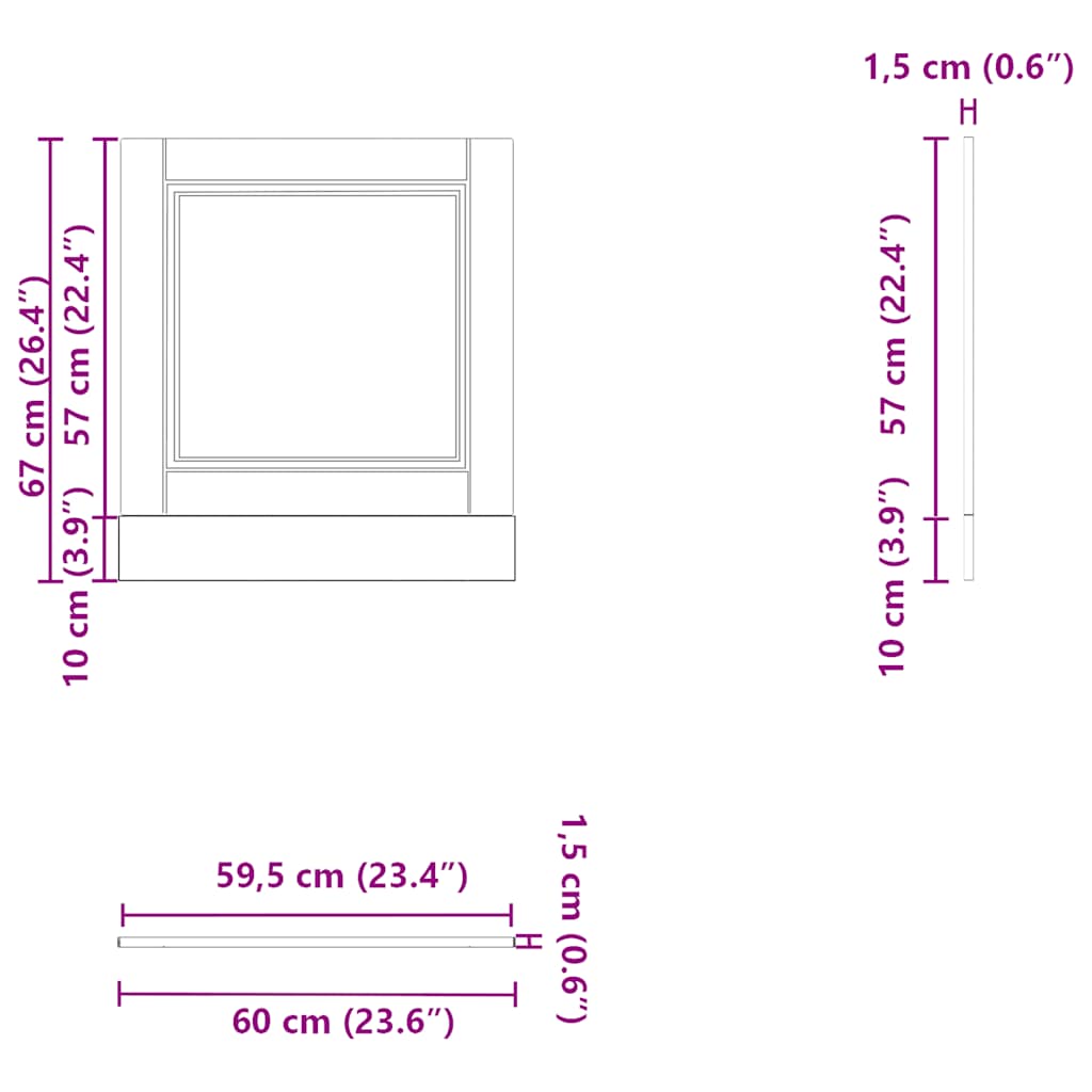 Oppvaskmaskin panel Porto brun eik 60x1,5x57 cm konstruert tre