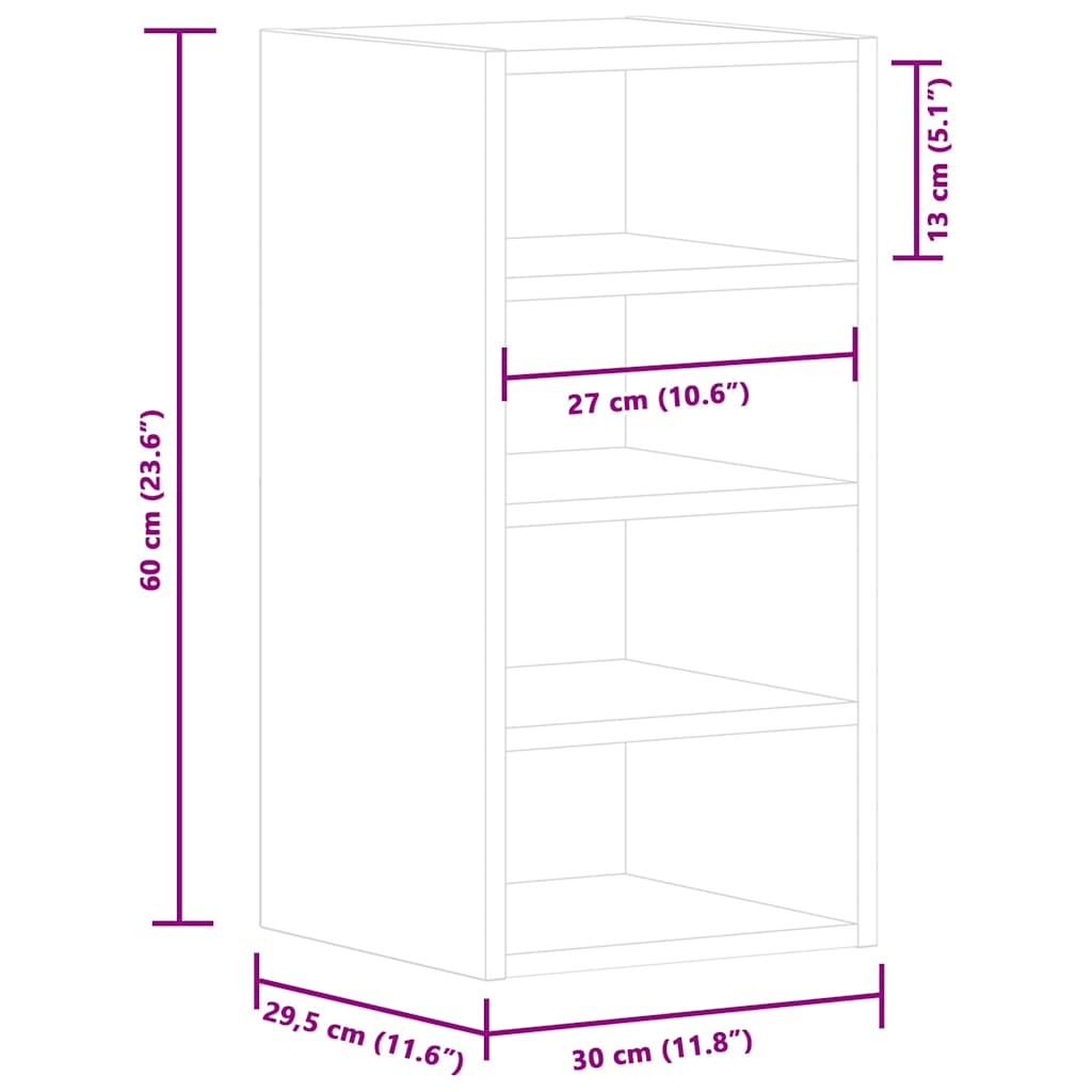 Hengende skap betonggrå 30x29,5x60 cm konstruert tre