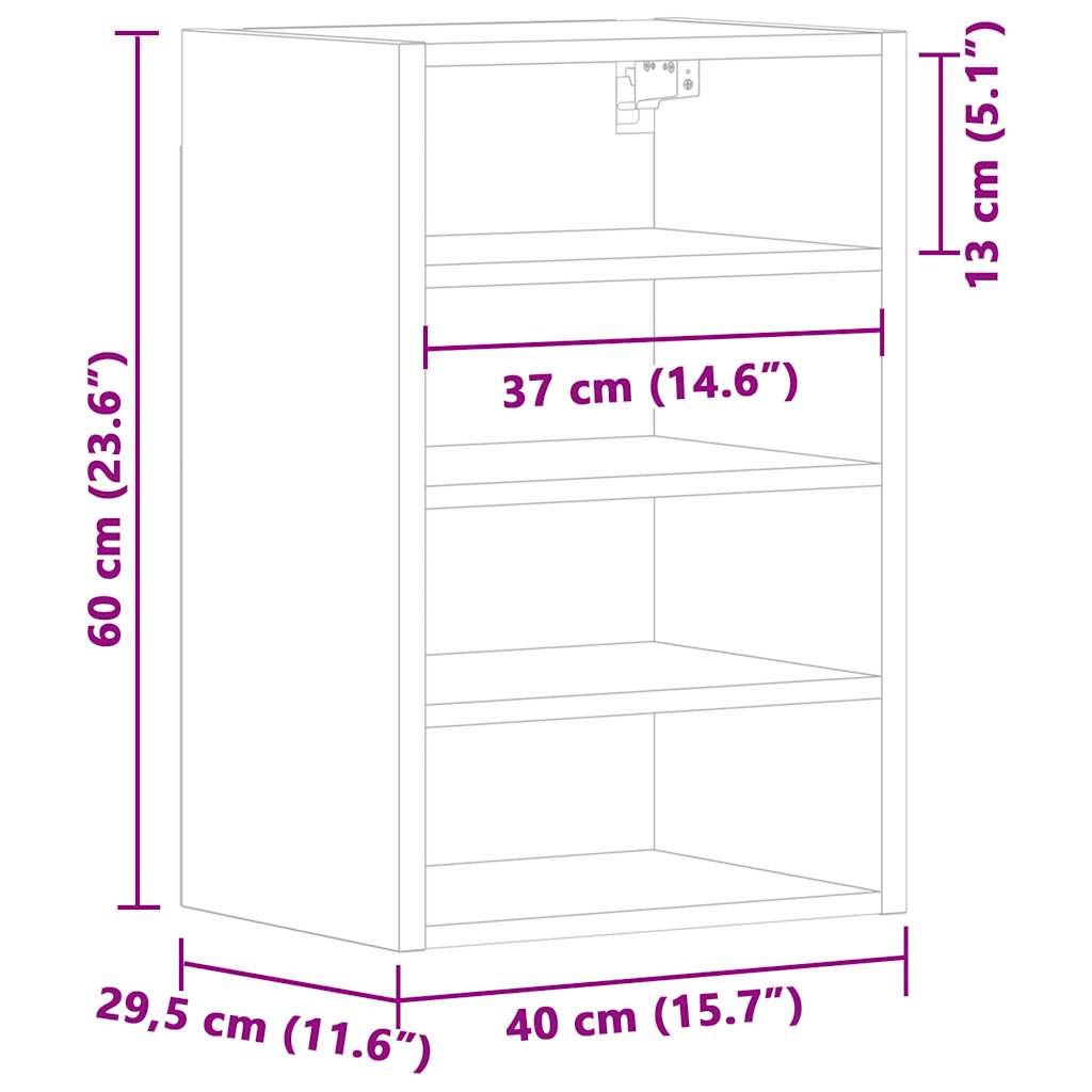 Hengende skap sonoma eik 40x29,5x60 cm konstruert tre